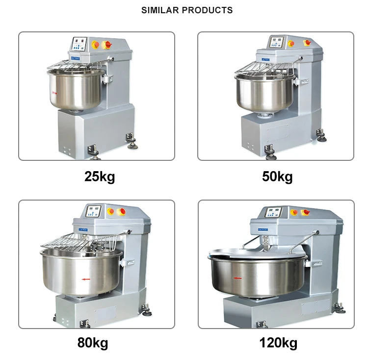 50Kg Electric Spiral Dough Mixer Commercial Flour Dough Kneader For Bakery