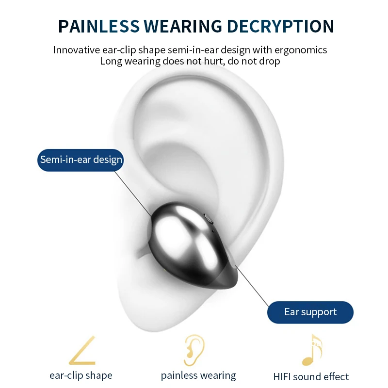 S19 non-Ear Wireless Bluetooth headset single-ear mini invisible small ear-mounted bone conduction concept super long standby - ANKUX.COM