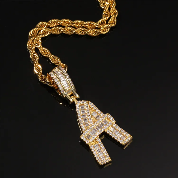 Bling Baguette Rhinestone Diamond Jewelry Alphabet Initial Pendant ...