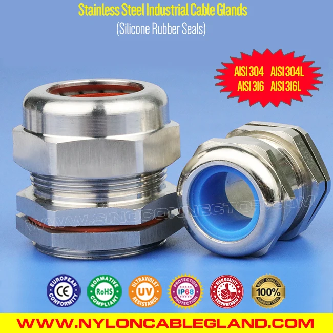 Ip68 Stainless Steel Cable Glands Ss304 Ss316 Ss316l With Viton Seals