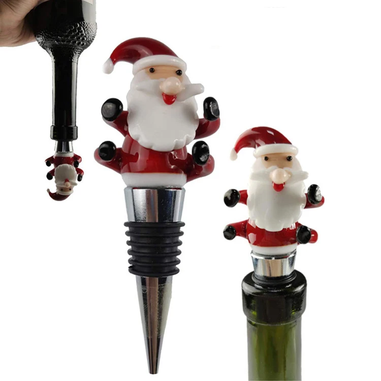 Christmas Ceramic Wine Bottle Stopper Santa Ornaments Porcelain Wine