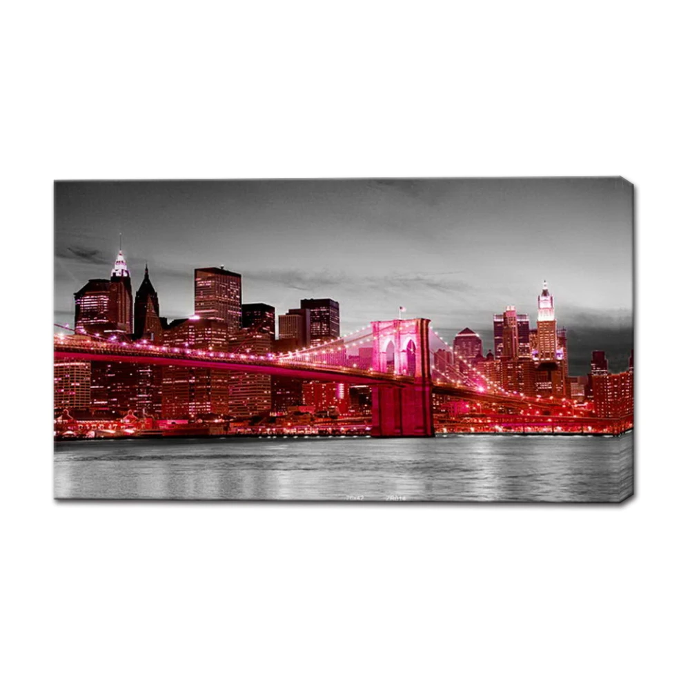 Picture Print Art Decor Beautiful Night City Scenery Led Light Painting