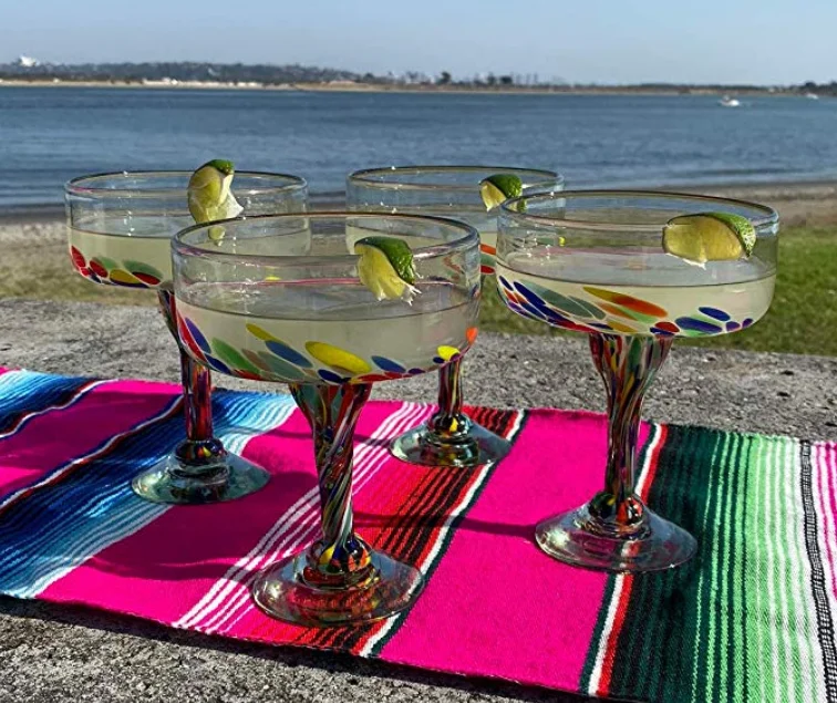 16 Oz Hand Blown Margarita Glasses Confetti Carmen Buy Margarita