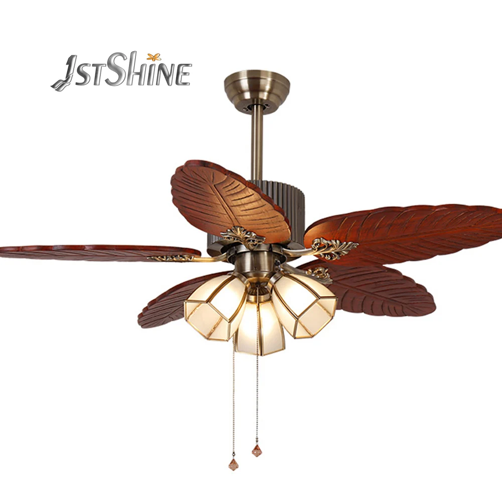 Clic Retro Fancy Wooden Ceiling Fan 5 Blade Pull Chain Switch Clic Retro Fancy Wooden Ceiling Fan