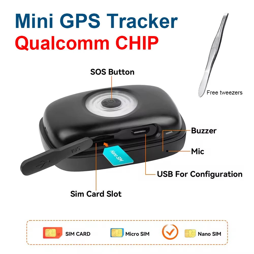Mini GPS Tracker for Dog Cat  Small Real Time Tracking Device 30 Days Battery 4G LTE Hidden Adhesive Tracker Wearable Locator factory