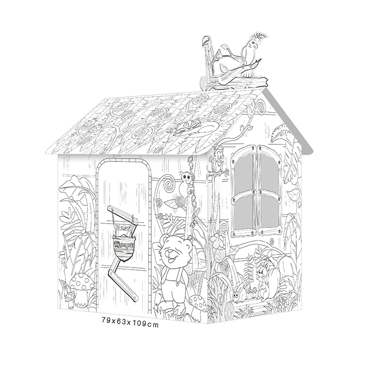 my little jungle house large corrugated cardboard coloring creative  crafts playhouse project for kids  buy cardboard playhouse for kids to