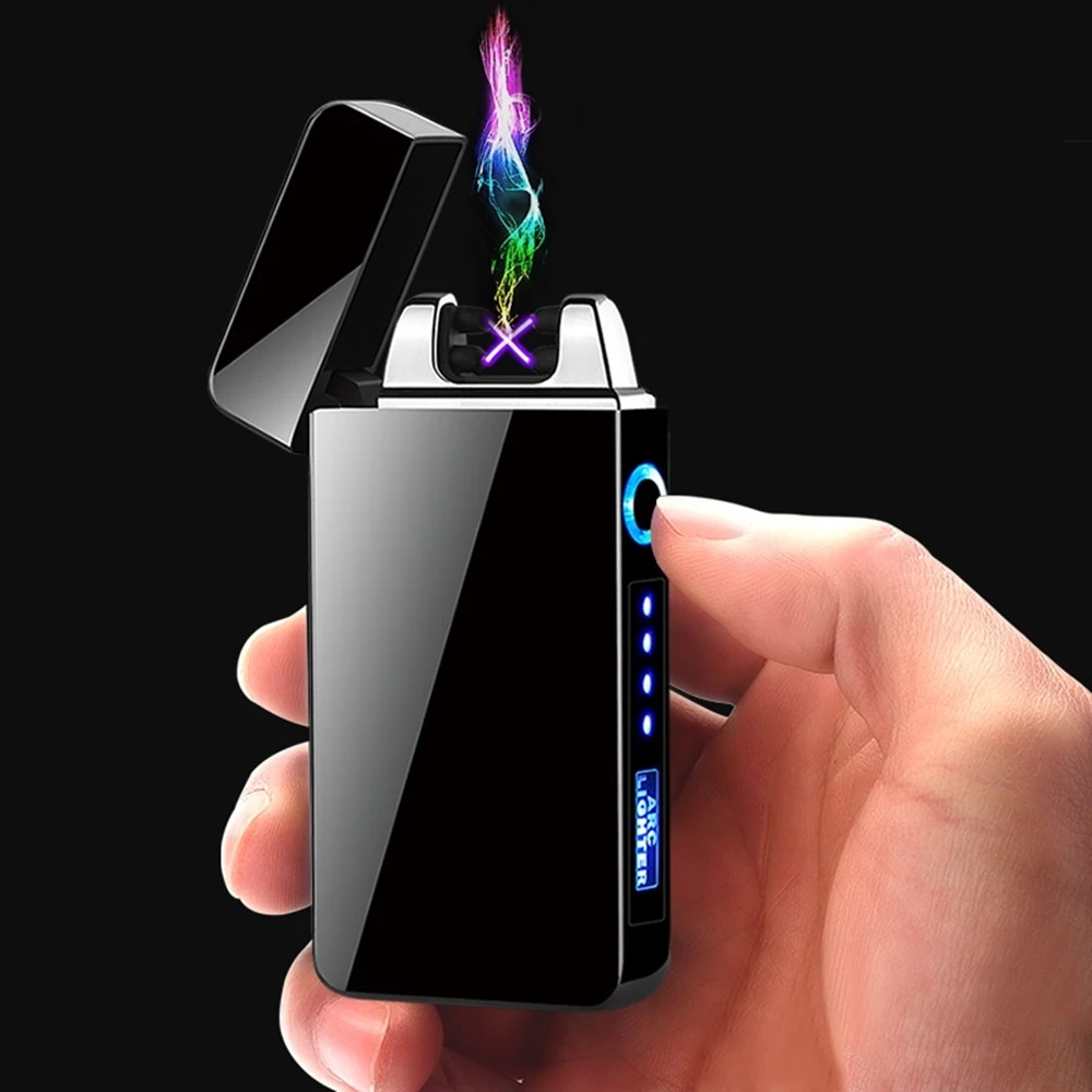 个性化双弧 usb 充电新奇钢 e 盒金属香烟电子打火机
