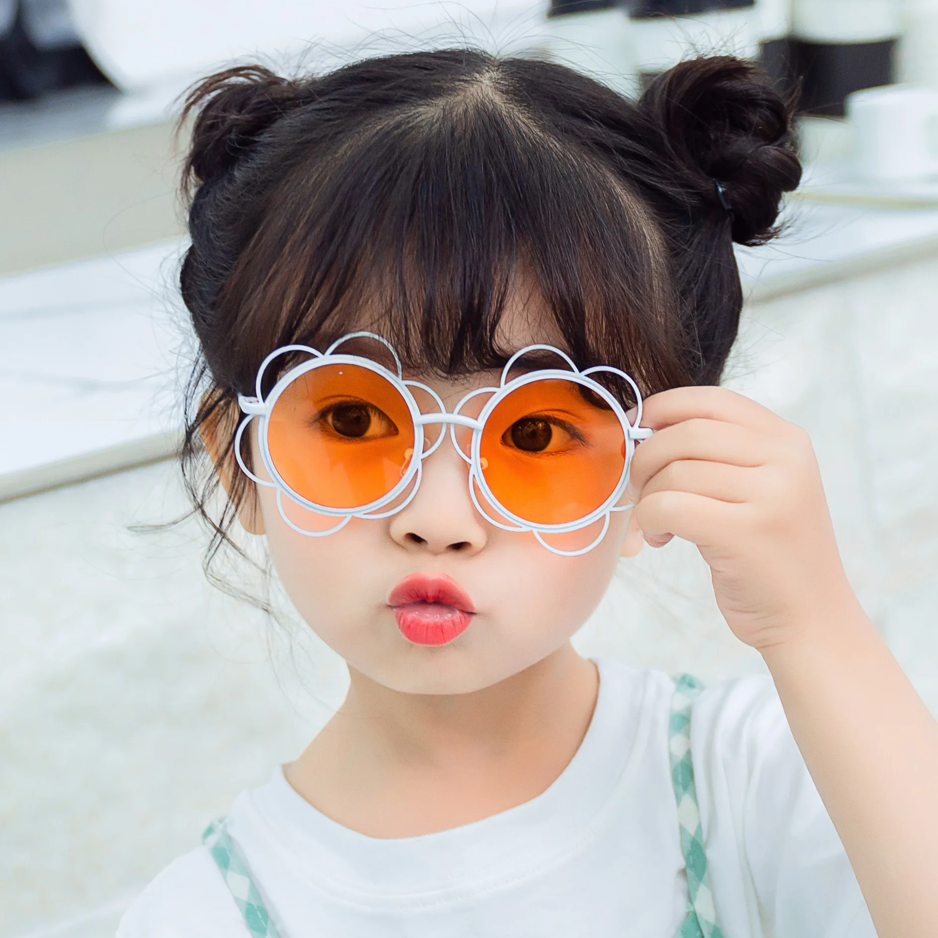 mocoo 2020 新款金属圆形 kids 太阳眼镜时尚可爱的花朵造型太阳镜