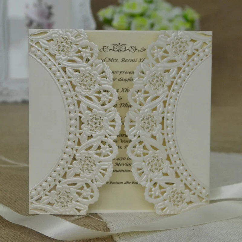 
Wholesale multi color square laser cut foil wedding invitations 