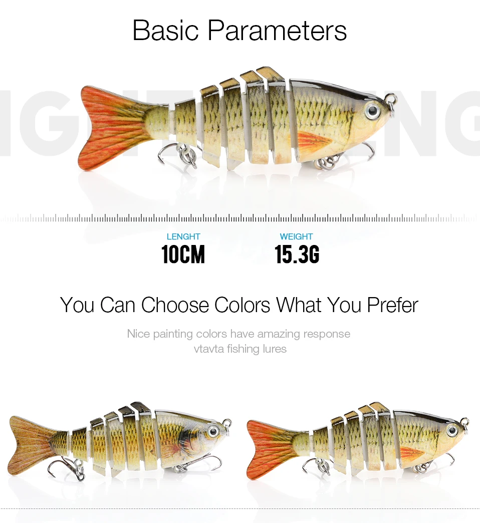 7 Sections Artificial Baits Swimbait Fishing Lure Hard Bait Minnow