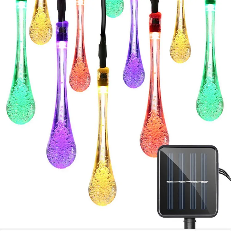 Hesheng Solar Lamp String Water Drop Shape Led Outdoor Decorative Stake Lights Holiday Time Light