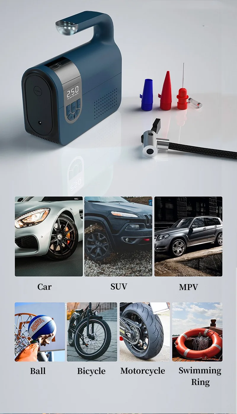 12v Wired Vehicle Air Compressor Digital Display 120w Tire Inflators