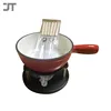 Factory Price Cast Iron Cookware Cheese Fondue Set With Base Enamel Sauce Pan Without Lid