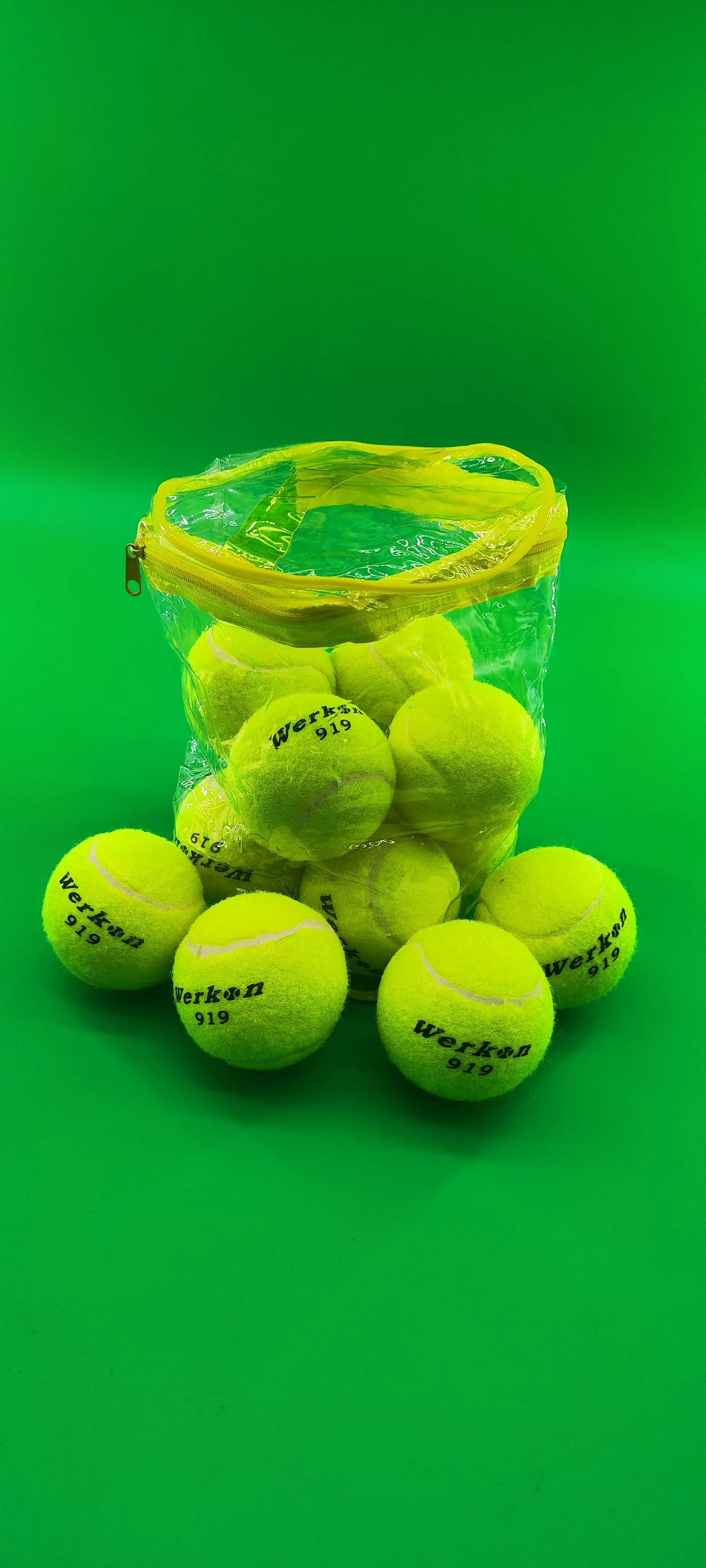 Tennis 919 12 Sports Training Balls for Badminton and Tennis Printed Logo Wear Resistant Cost-effective Plastic Bag Packaging