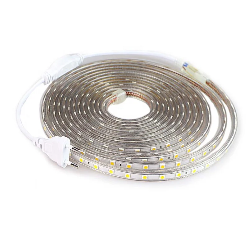 SMD 5050 AC 220V LED Strip Outdoor Waterproof 5050 LED Strip 220V SMD 5050 LED Strip Light 1M 5M 10M 20M 25M 50M 100M 220V