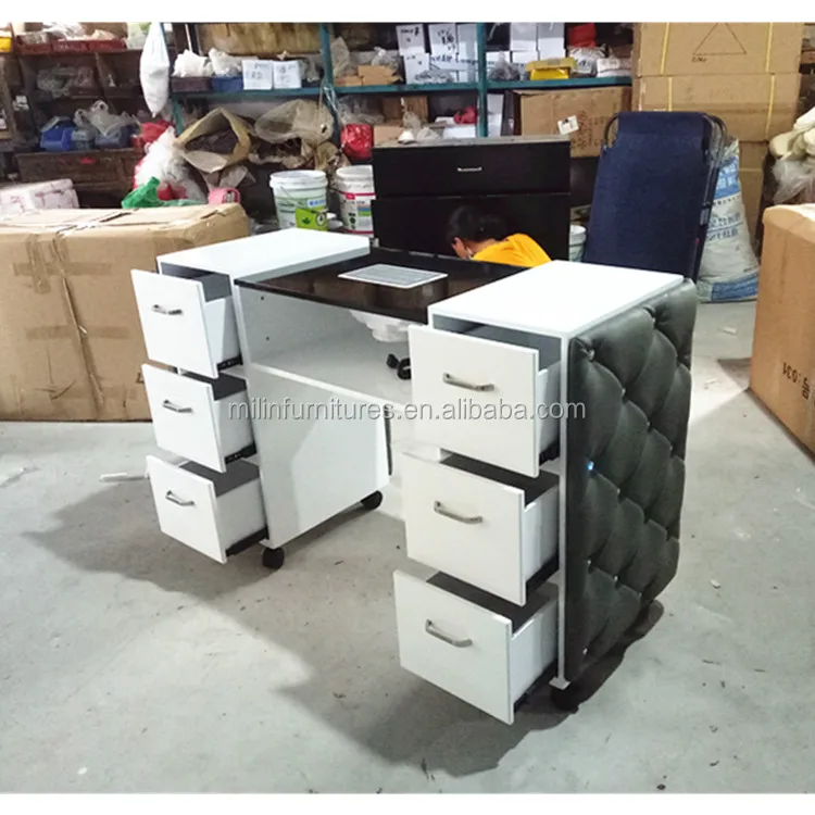 High Quality Marble Top Nail Table Manicure Table Exhaust Fan Manicure