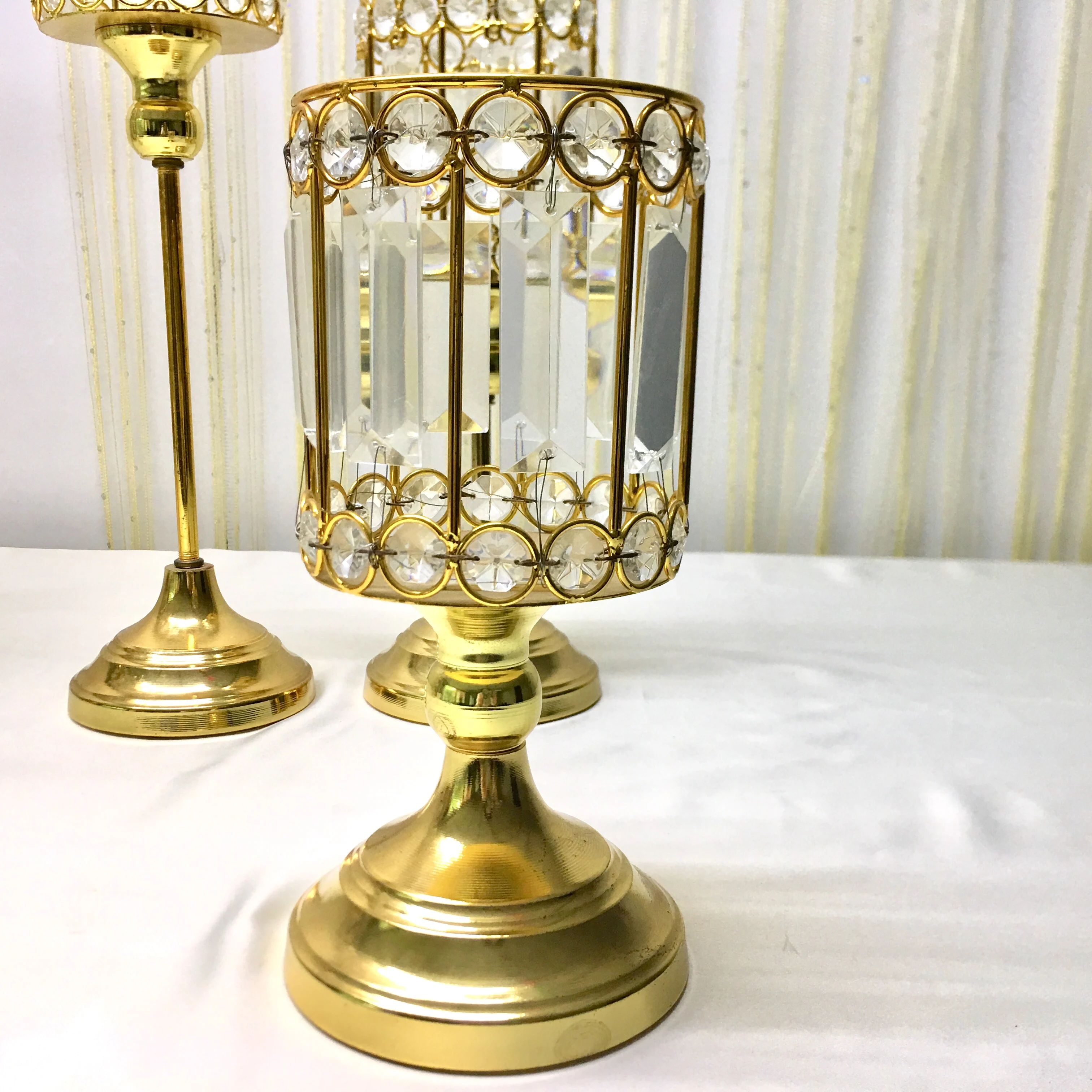 3件/套金光水晶烛台为婚礼焦点装饰