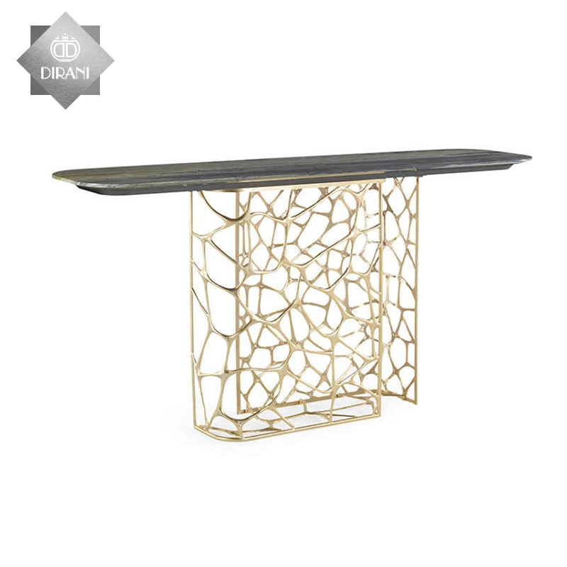 Luxury High Marble Top Metal Console Tables Modern Design Living Room