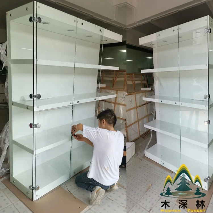 Multilayer Glass Shelf With Led Lighting Good Quality Shop Furniture