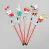 Wholesale Popular New Christmas Handmade Unique Felt Soft Teaser Plush Cat Toy Stick Set Wand Pet Cat Toys Interactive For Cat
