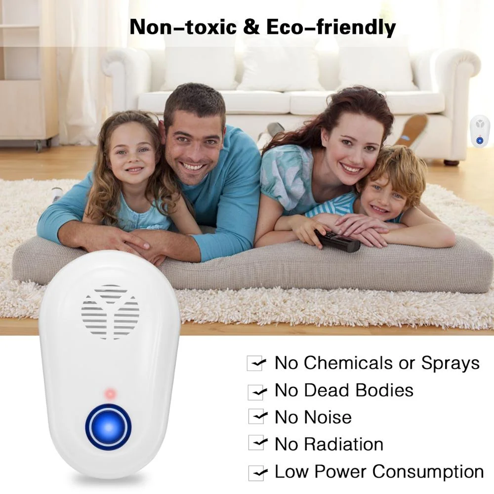 SAIJZEK OEM Eco-Friendly Indoor AC 110-240V Ultrasonic Pest Control Geckos Bug Spider Fly Repellent Anti Mosquito factory