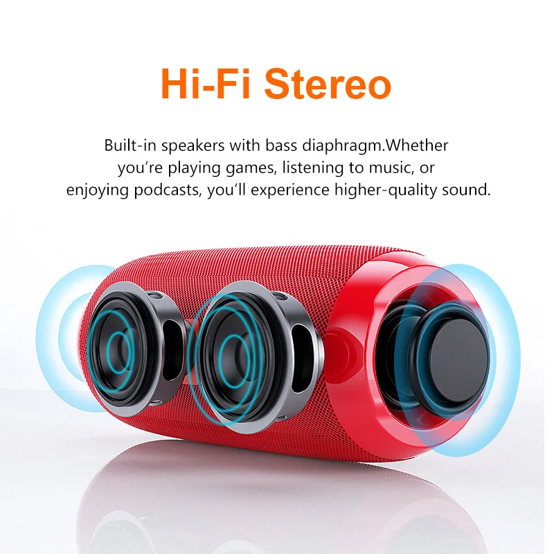 TG117 Portable Bluetooths Speaker 20w Wireless Bass Column Waterproof USB Speakers Support AUX TF Subwoofer Loudspeaker - ANKUX.COM