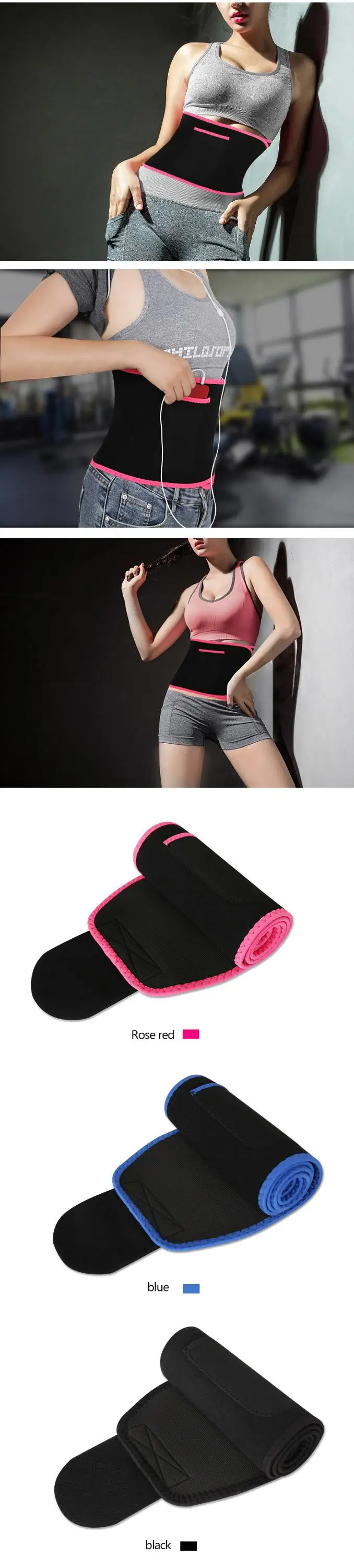Enerup Free Sample Pocket Neoprene Sports Slimming Custom Waist Support Body Shaper Trimmer Trainer Belt