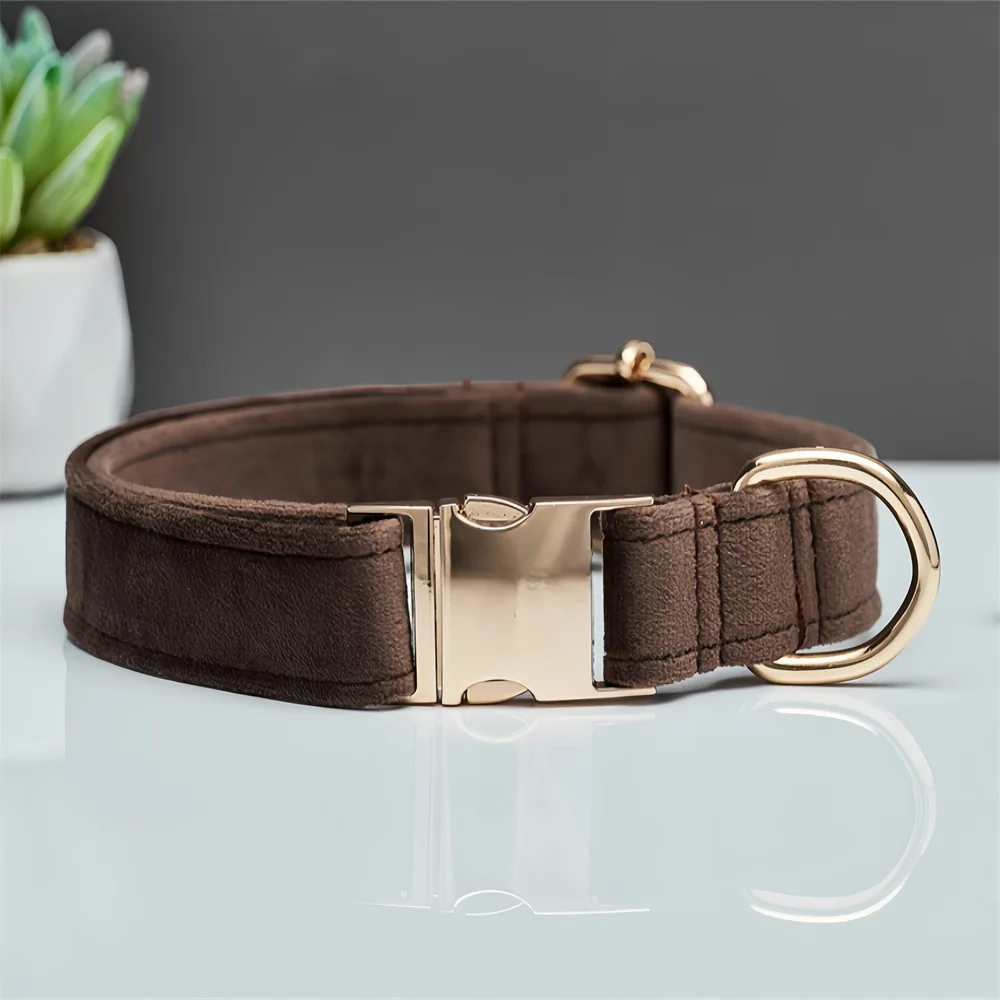 Dog Leash Set New Lettering Silk Gold Metal Buckle Premium Velvet Pet ...