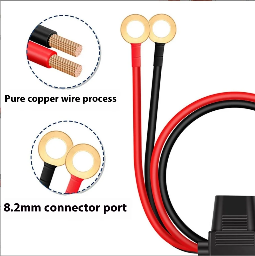 product in stock solar cell connector with fuse sae to o terminal grounding plate power cords extension cords connecting wire-3