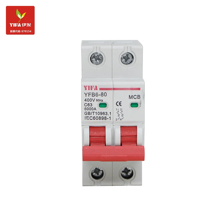 YIFA China Factory YFB6 series 1P 2P 3P 4P 6000A 10000A high breaking capacity miniature smart electronic  circuit breaker MCB