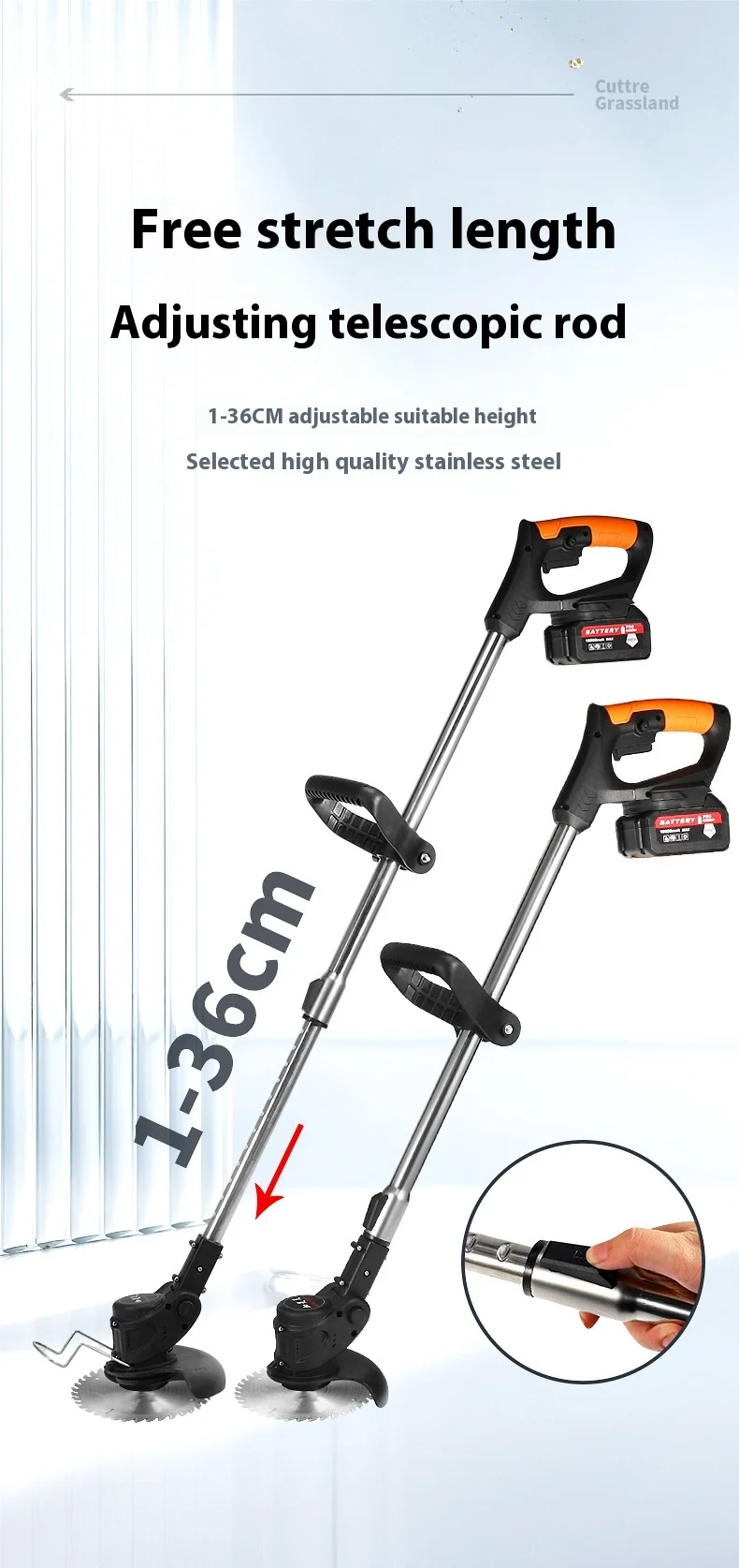 Rechargeable Household Small Lawn Mower with Lithium Battery 4-Stroke Industrial Grade Handheld Electric Garden Trimmer