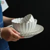 Creative ceramic tableware western food plate soup bowl square plate coffee cup white glazed chrysanthemum tableware
