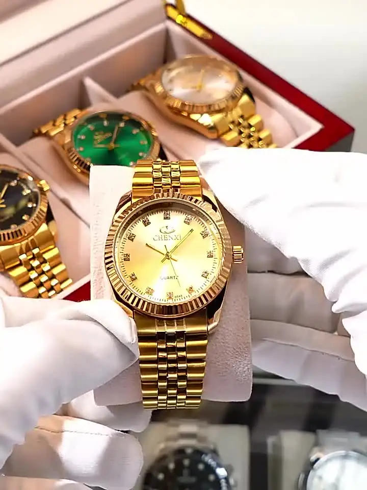 CHENXI CX-004A Diamond Gold Wristwatches - Luxury Couple Watch