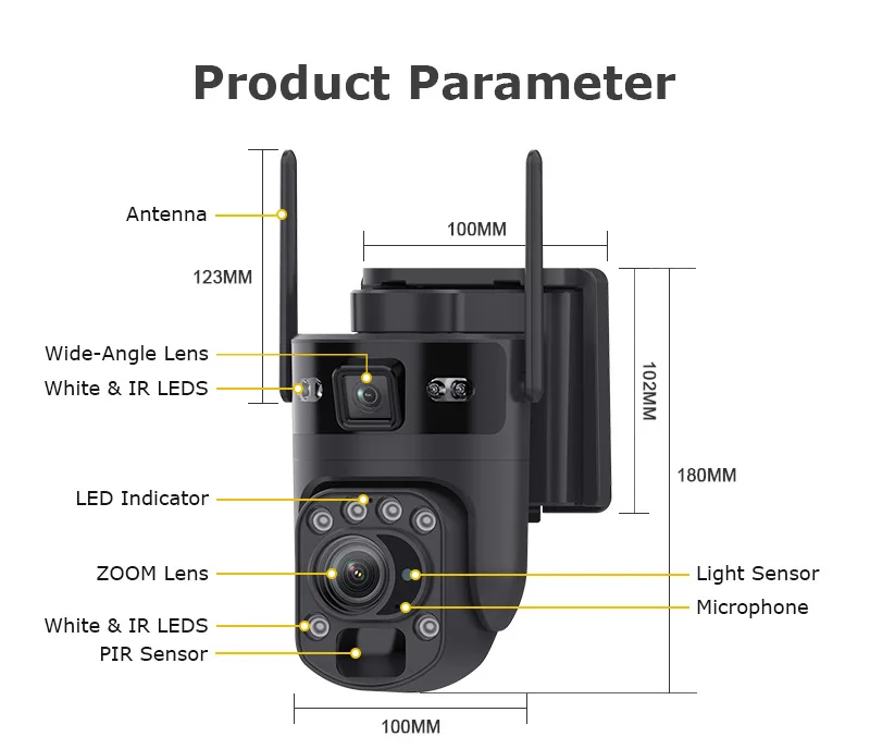 批发6MP双镜头户外高清子弹摄像机20x光学变焦4g太阳能夜视CMOS云