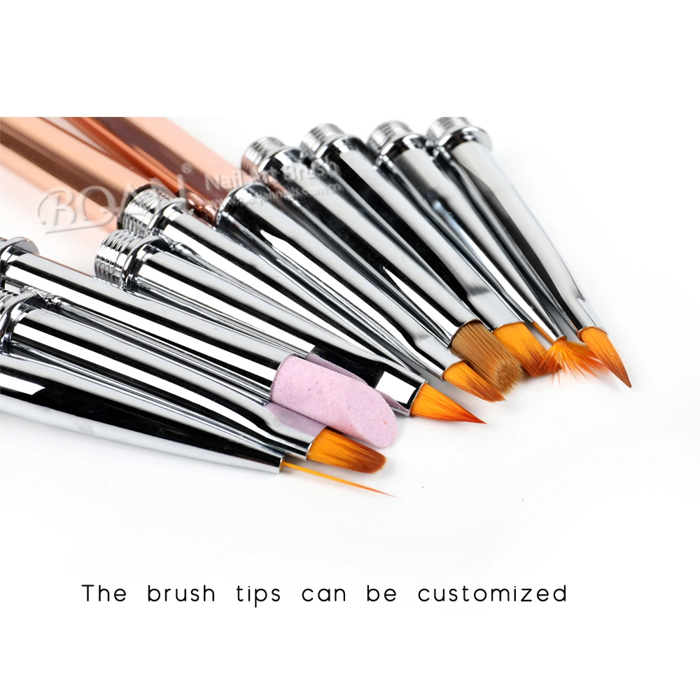 2019 newest changeable nail brush set crown metal handle with