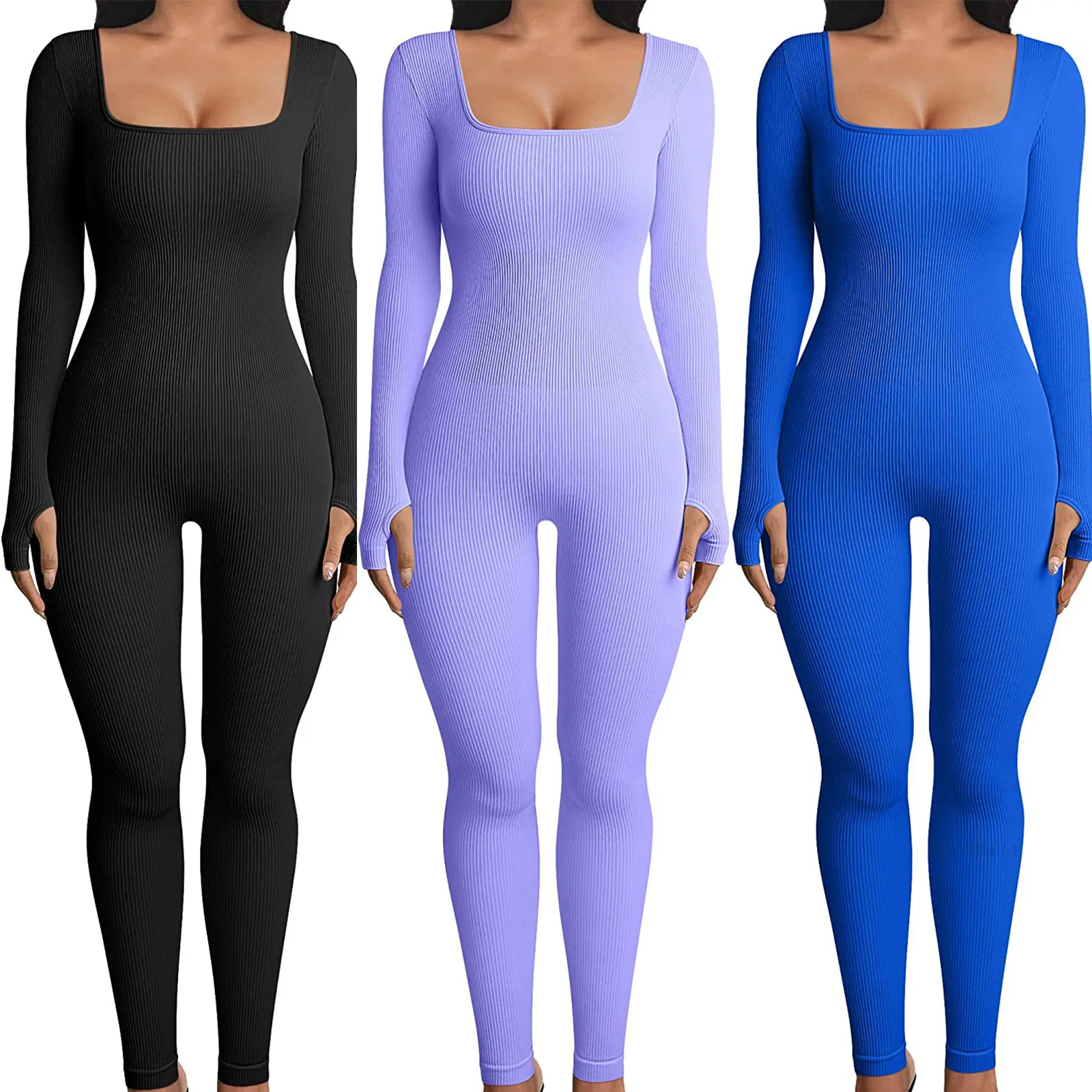 Many Colors Ribbed Tight One Piece Jumpsuit Women New Fall 2023 ...