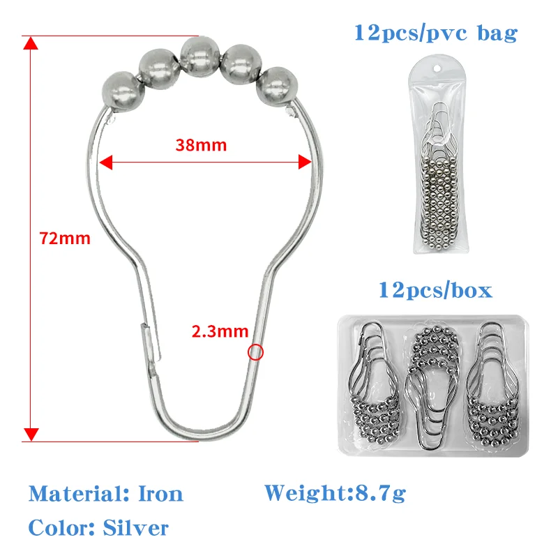 Proof Eco-friendly Shower Curtain, Iron, Curtain Hooks - detail 8