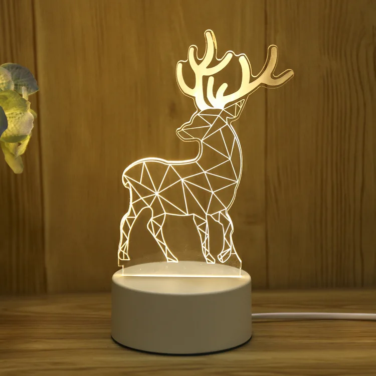 Fashion simply design Acrylic Smart Home 3D night light Bedroom sleep bedside lamp deer table lamps