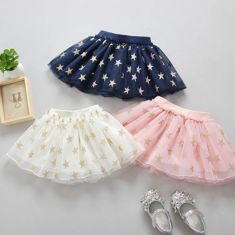 Sequin Star Baby Girls Tutus Skirts Navy Blue Children Tulle Skirt Kids Princess Baby Girls Mini