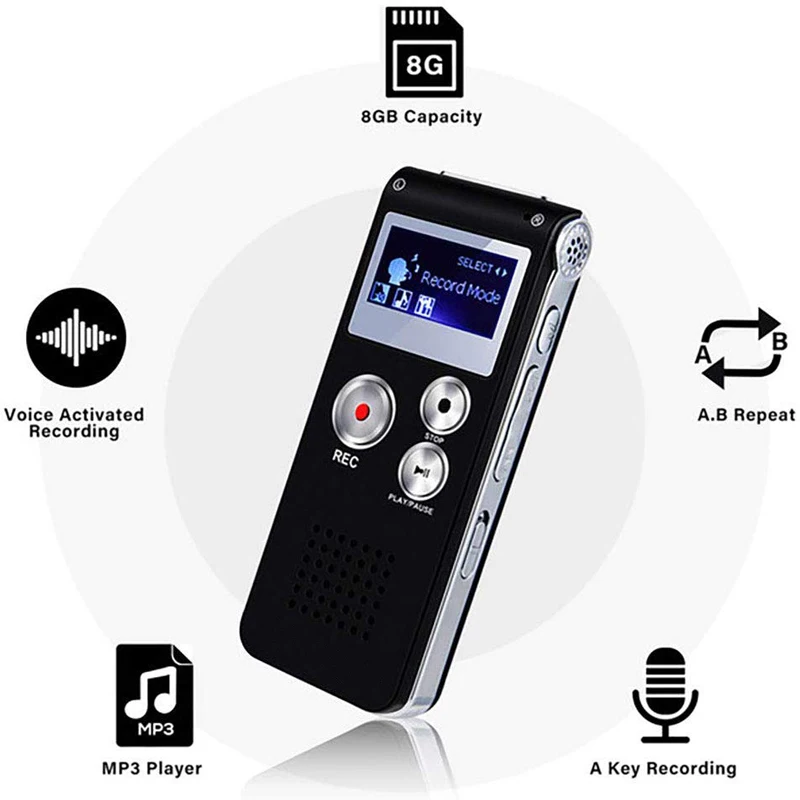 USB 150Hr MINI SENSITIVE  MICROPHONE 8GB DIGITAL VOICE RECORDER MP3 PLAYER IR 