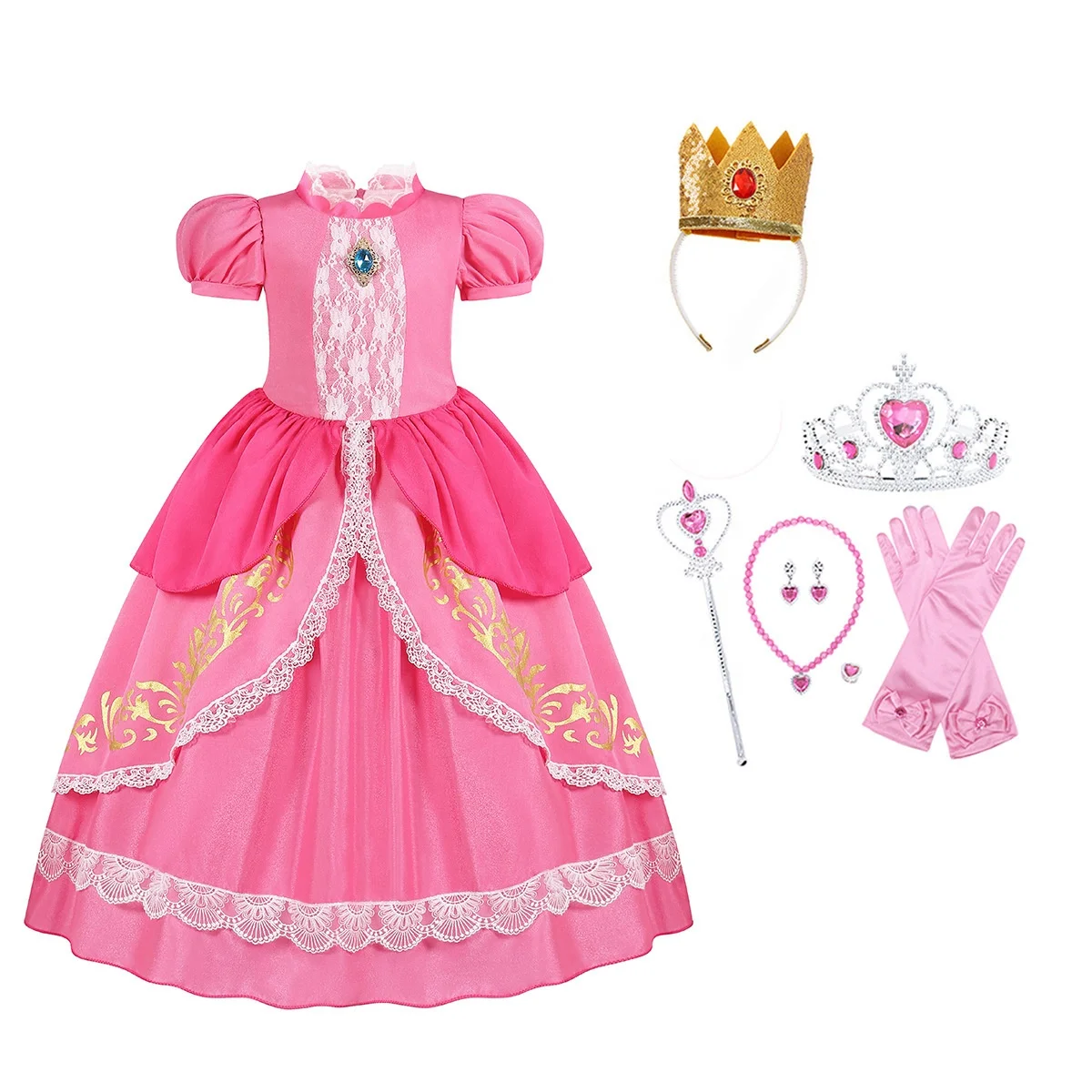 princess peach costume dress Kids Cosplay Princess Roleplay Accessories Dress this costume offers a comfortable fit and easy dressing Princess Peach Deluxe Adult Costume