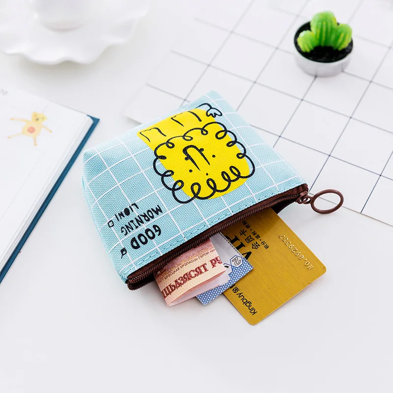 Cute Women Canvas Fabric Small Coin Purse For Women Cards Printed Mini Change Wallet Money Bag 