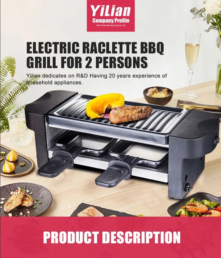 350w Commercial 2 Person Stainless Steel Electric Malaysia Raclette