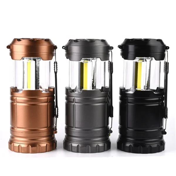 Reliable supplier quality assured AA type ABS 3*COB pop up collapsible outdoor camping light with bottom flashlight torch