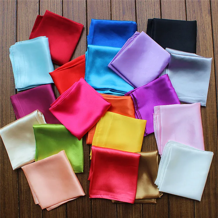 Wholesale solid color custom women stain silk scarf 55*55cm