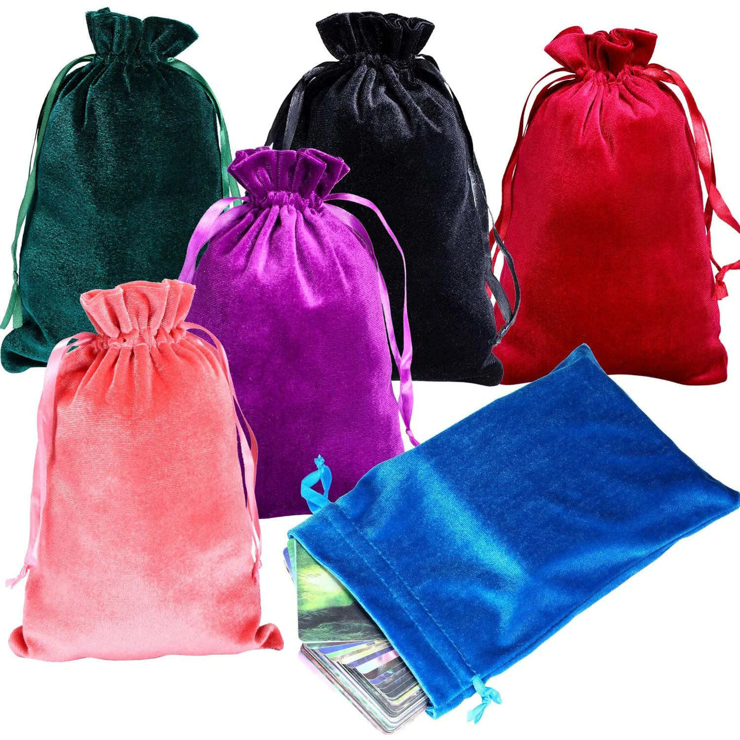 15 X 23 Cm Customized Size Green Velvet Tarot Bags With Grosgrain