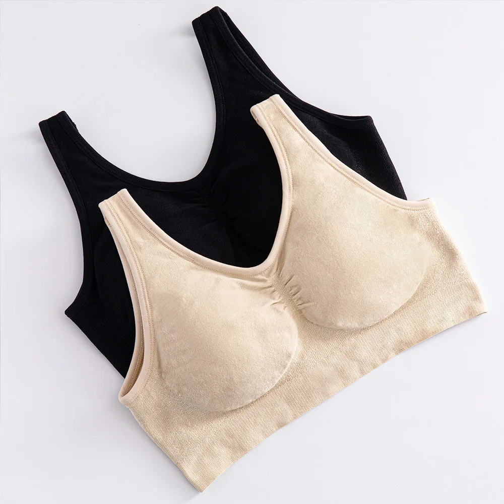 Factory Direct Women's Thin Steel Ring Bra Large Size Bright Silk Body Shaping Vest with Solid Pattern for Big Chest Women