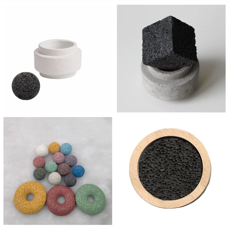 Essential Oil Diffuser Aroma Stone Wooden Dish Black Lava Stone Aroma Diffuser with Customize Logo factory