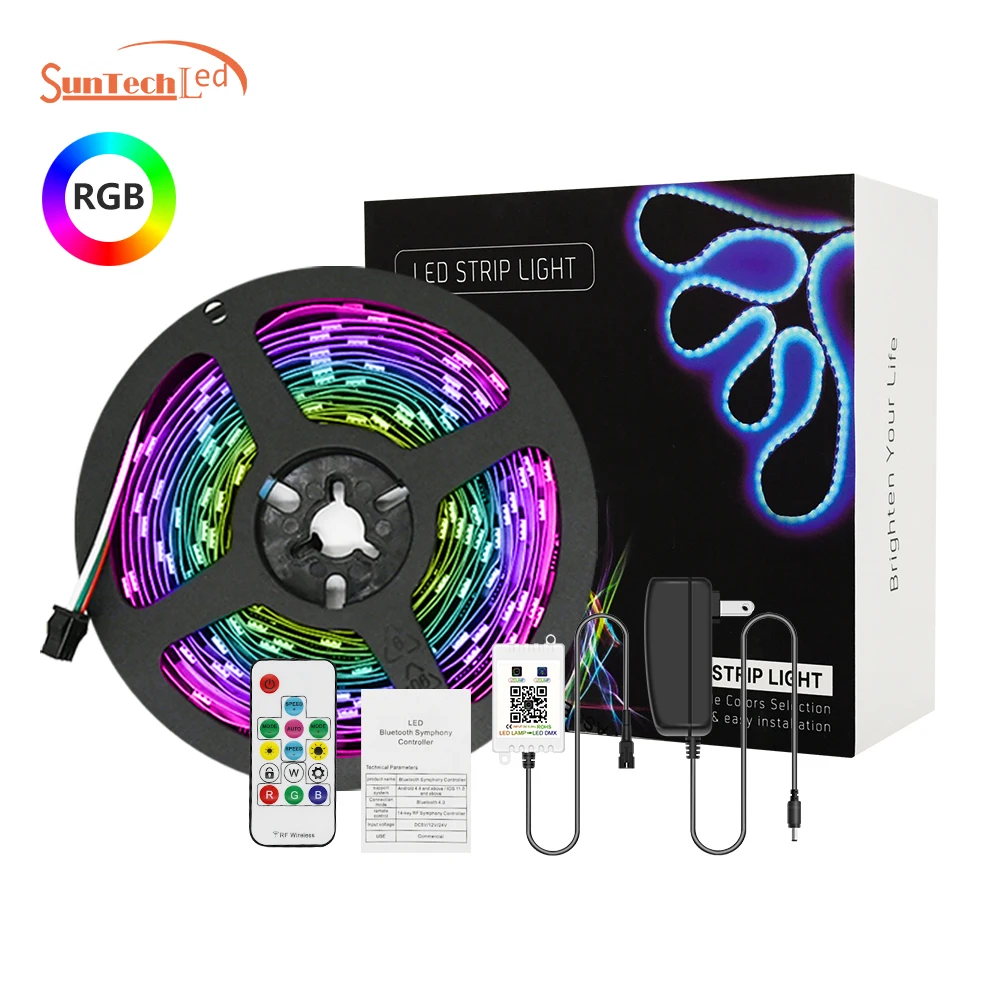 Factory Sale addressable rgb led strip12v Smart Ic ws2812b  Chipset 5050 Rgb Led Strip magic digital  light strip