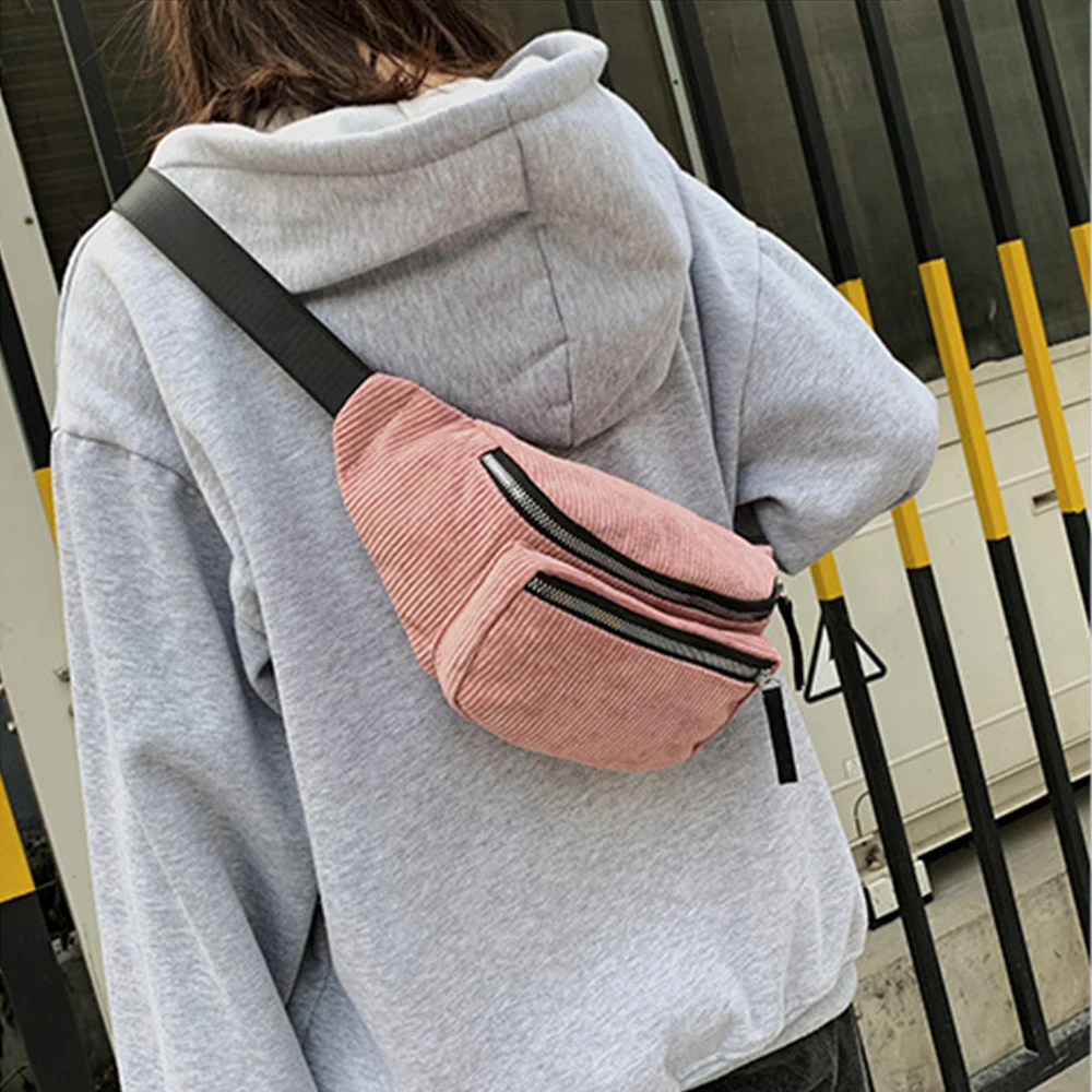 新款天鹅绒腰包时尚腰包女士斜挎腰带袋